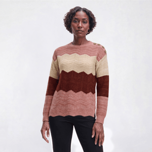 Womens Inner Circle Long Sleeve Button Shoulder Chevron Sweater alternate view