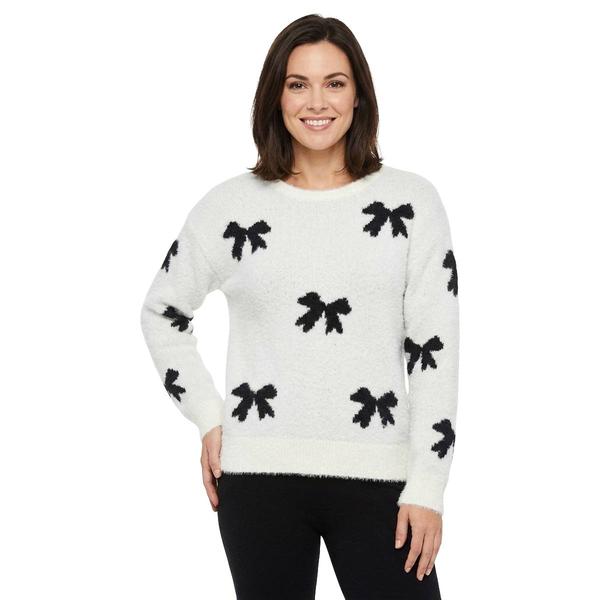 Womens Inner Circle Long Sleeve Eyelash Bow Sweater alternate view