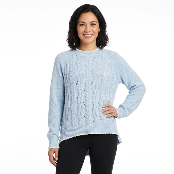 Womens Inner Circle Long Sleeve Chenille Whip Stitch Sweater