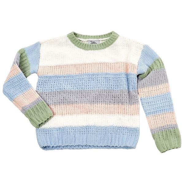 Girls (4-6x) Jolie & Joy Long Sleeve Wide Stripe Crew Sweater alternate view