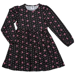 Girls (7-16) Jolie & Joy Bow Dot Black Puff Sleeve Yummy Dress