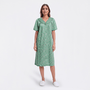 Womens Moon to Noon Short Sleeve Ditsy Trapunto Snap Duster