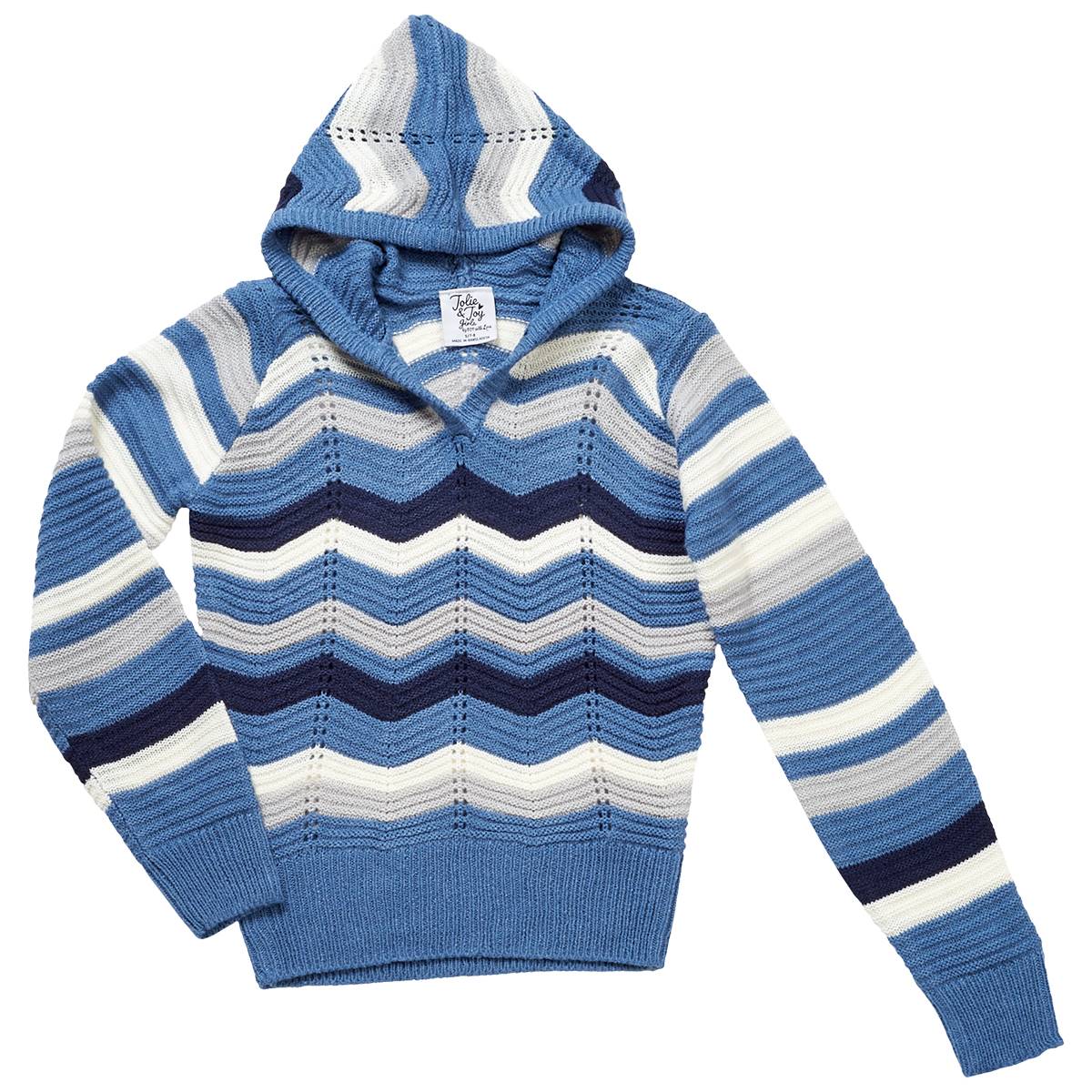 Girls (7-16) Jolie & Joy Long Sleeve Hooded Chevron Sweater