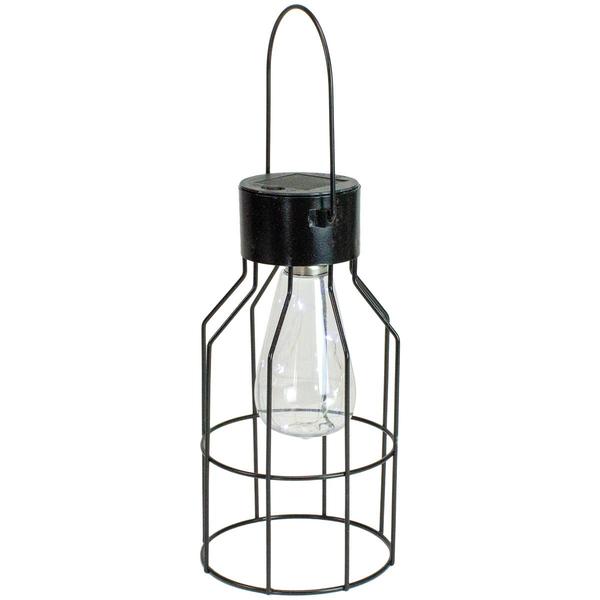 Northlight 9.5in. Outdoor Geometric Edison Solar Lantern