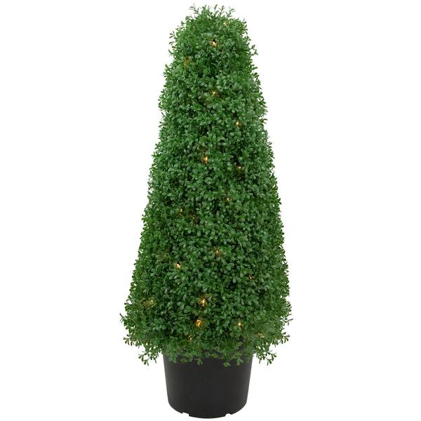 Northlight 3ft. Pre-Lit Artificial Boxwood Topiary Tree