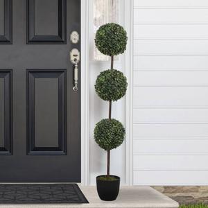 Northlight 4ft. Artificial Triple Ball Topiary Tree alternate view