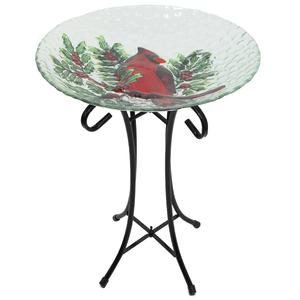 Northlight 21in. Cardinal and Pine Cone Bird Bath