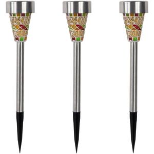 Northlight Mosaic Stained LED Pathway Markers - Set of 3