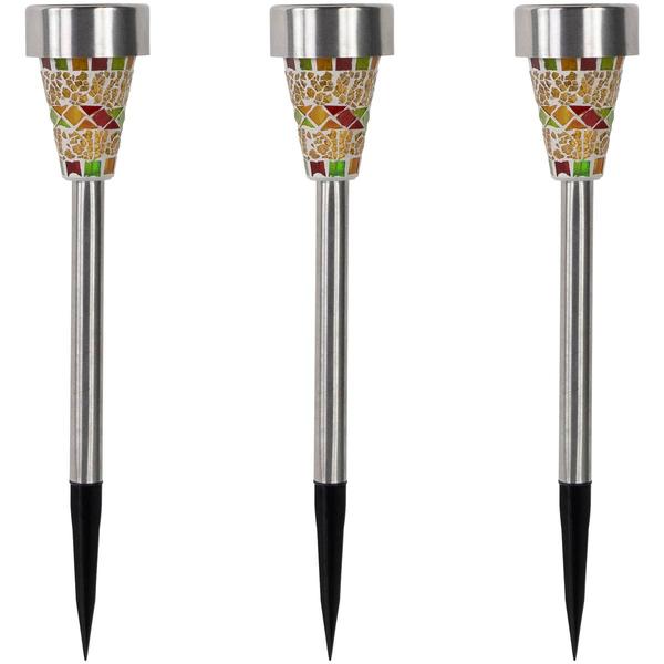 Northlight Mosaic Stained LED Pathway Markers - Set of 3