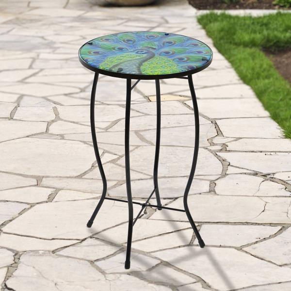 Northlight 19in. Peacock Patio Side Table alternate view
