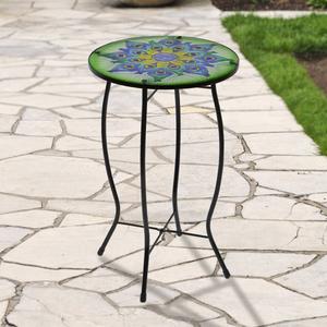 Northlight 19in. Peacock Flower Tail Patio Side Table alternate view