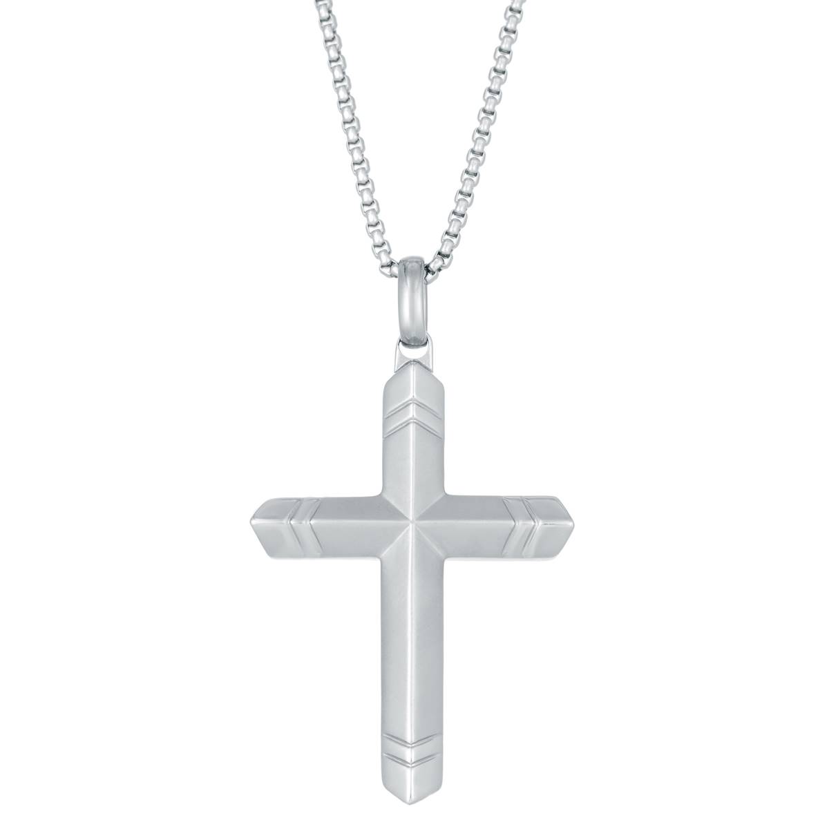 Mens Lynx Stainless Steel 24in. Chain Cross Pendant