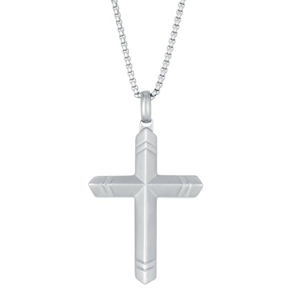 Mens Lynx Stainless Steel 24in. Chain Cross Pendant