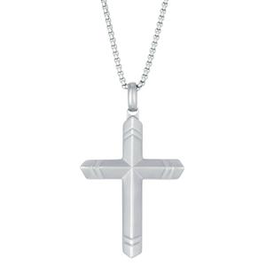 Mens Lynx Stainless Steel 24in. Chain Cross Pendant