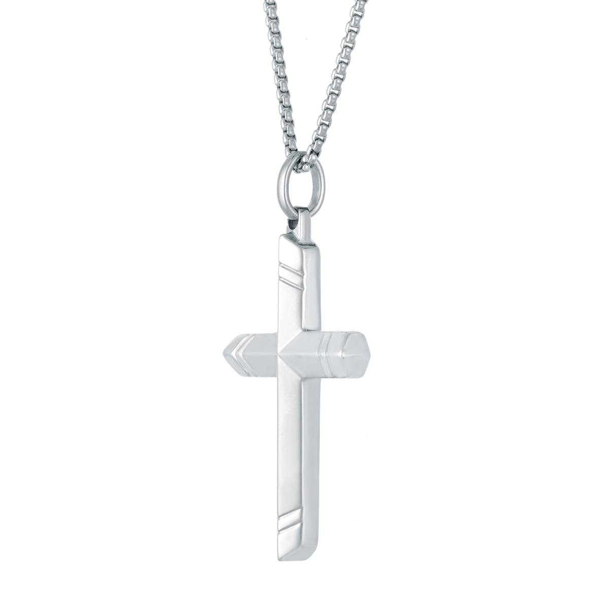 Mens Lynx Stainless Steel 24in. Chain Cross Pendant