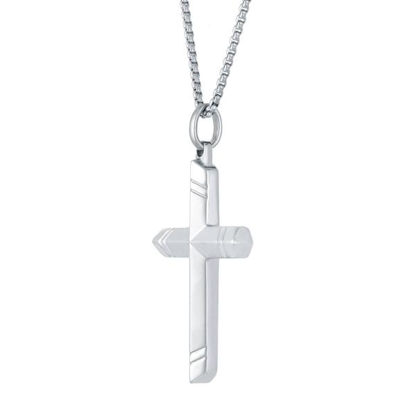 Mens Lynx Stainless Steel 24in. Chain Cross Pendant alternate view