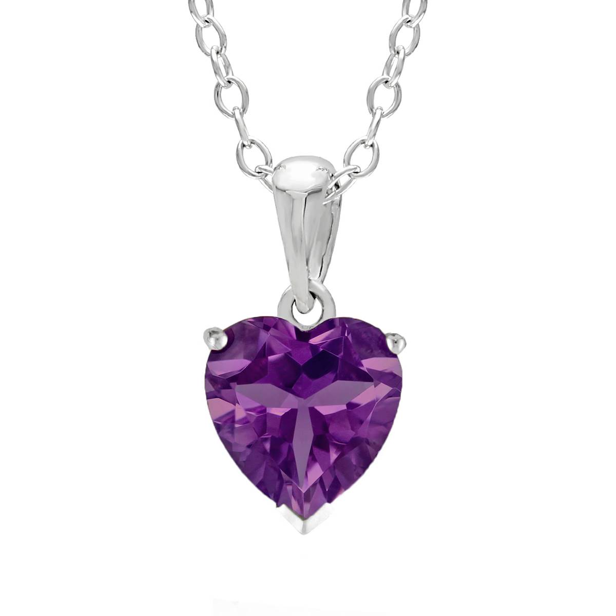 Sterling Silver Amethyst Heart Pendant