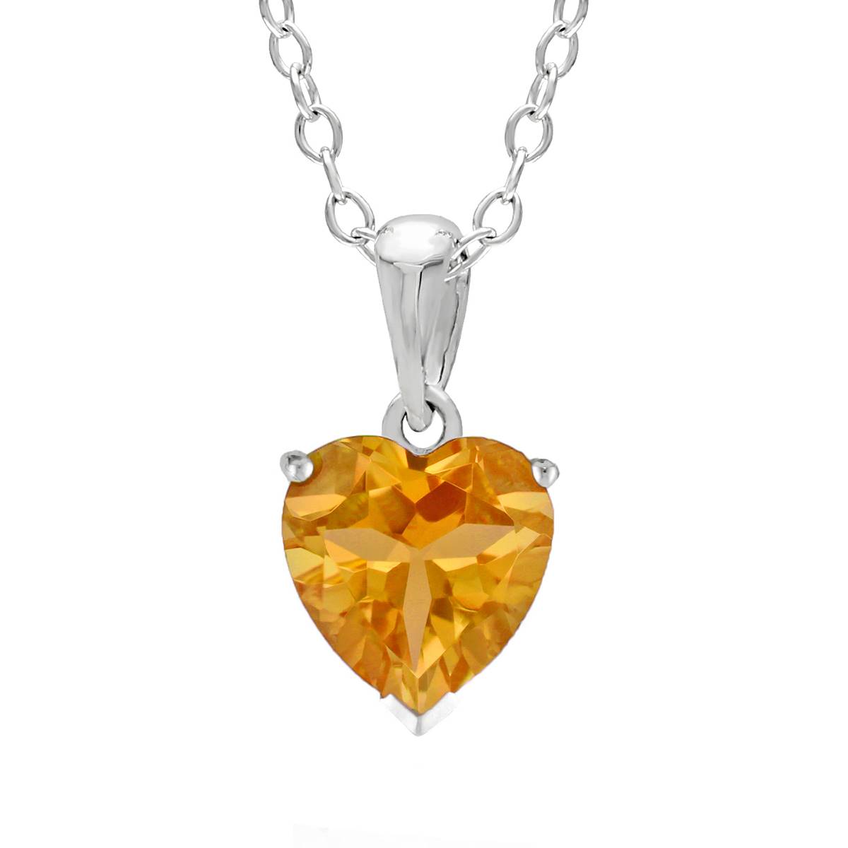 Sterling Silver Citrine Heart Pendant