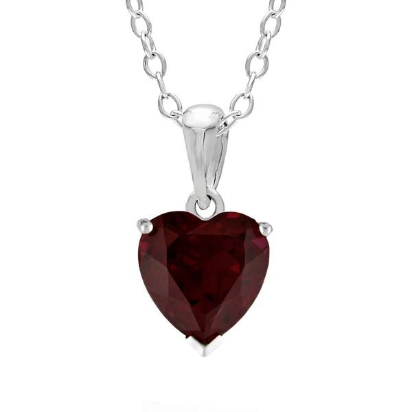 Gemminded Sterling Silver Garnet Heart Pendant