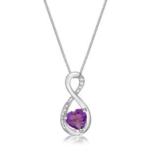 Gemminded Sterling Silver 6mm Heart Amethyst Pendant