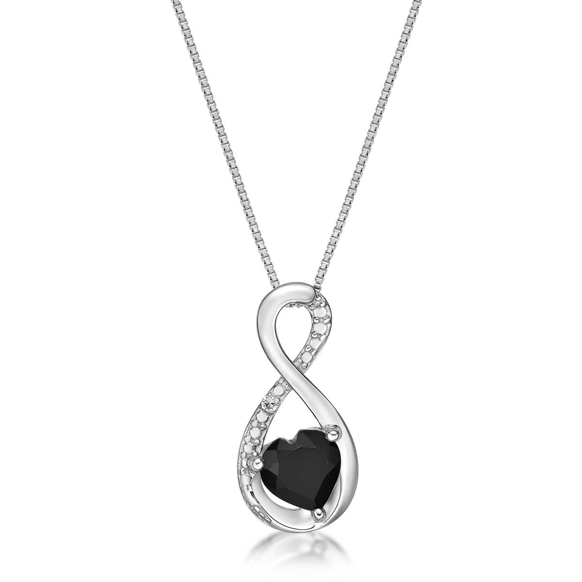 Gemminded Sterling Silver 6mm Heart Black Onyx Pendant