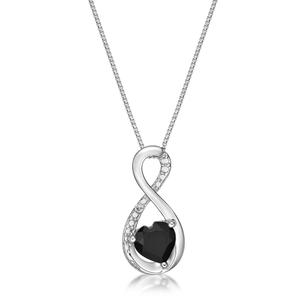 Gemminded Sterling Silver 6mm Heart Black Onyx Pendant