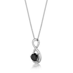 Gemminded Sterling Silver 6mm Heart Black Onyx Pendant alternate view