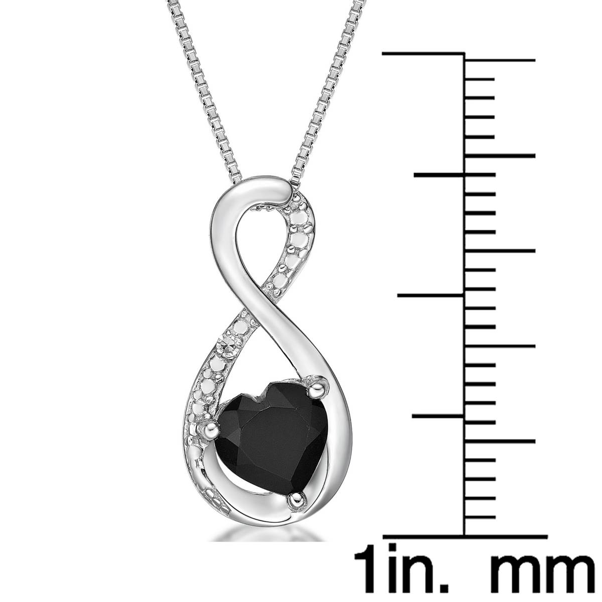 Gemminded Sterling Silver 6mm Heart Black Onyx Pendant