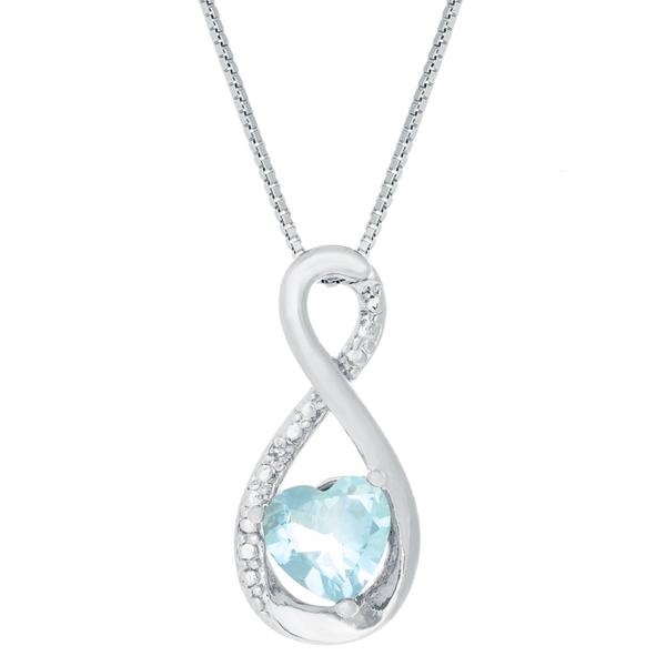 Gemminded 6mm Heart Aquamarine & 0.005ctw. Diamond Pendant