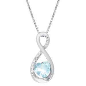 Gemminded 6mm Heart Aquamarine & 0.005ctw. Diamond Pendant