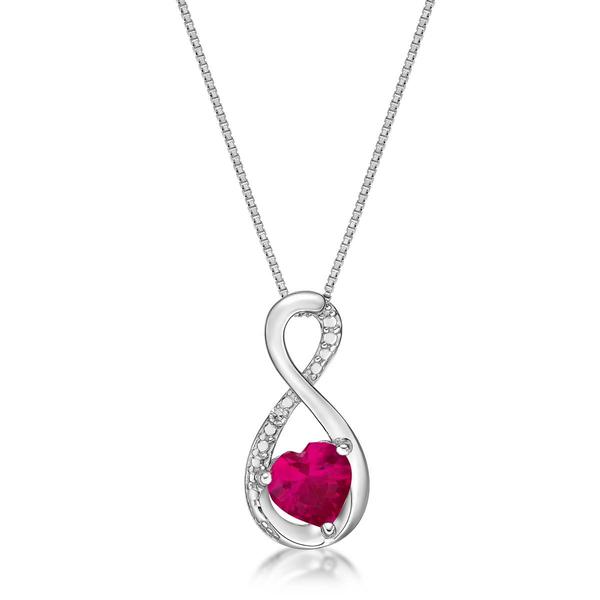 Gemminded Sterling Silver 6mm Heart Ruby Infinity Pendant
