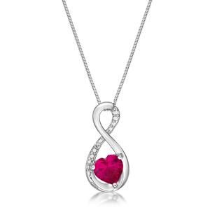 Gemminded Sterling Silver 6mm Heart Ruby Infinity Pendant