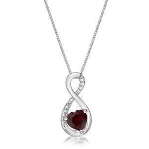 Gemminded Sterling Silver 6mm Heart Garnet Infinity Pendant