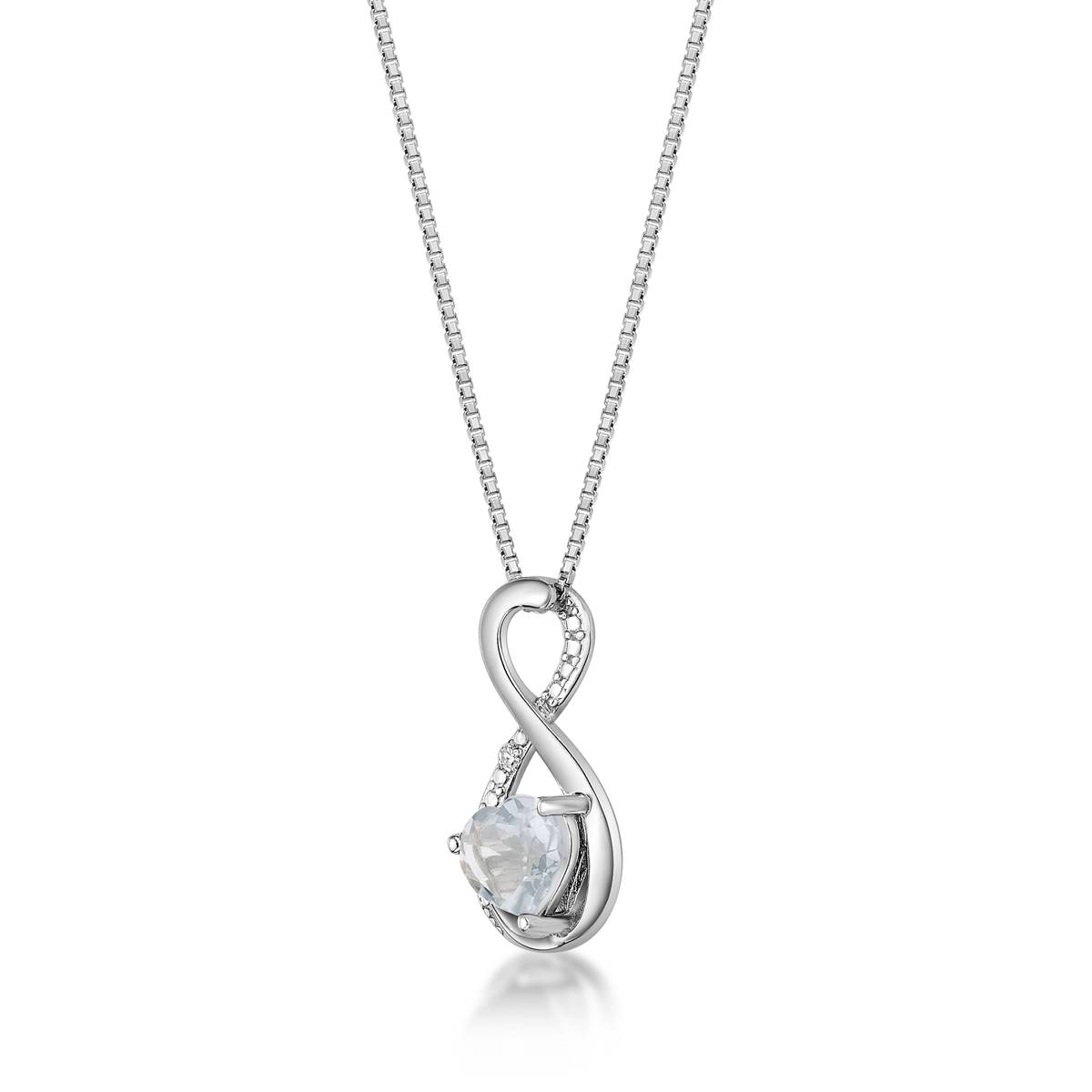 Gemminded Sterling Silver 6mm Heart White Topaz Infinity Pendant