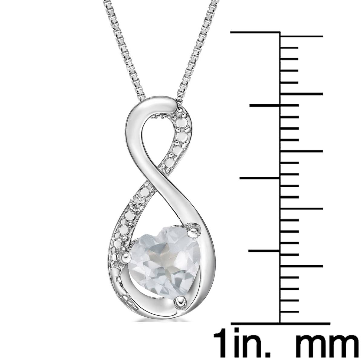 Gemminded Sterling Silver 6mm Heart White Topaz Infinity Pendant