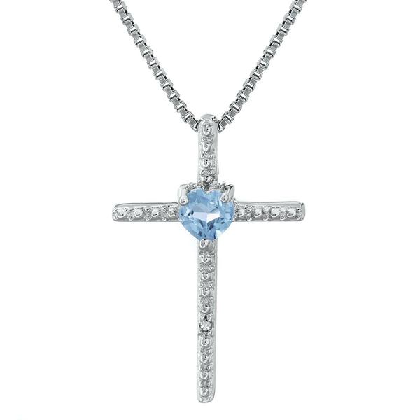 Gemminded 4mm Heart Aquamarine & 0.01ctw. Diamond Pendant