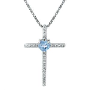 Gemminded 4mm Heart Aquamarine & 0.01ctw. Diamond Pendant