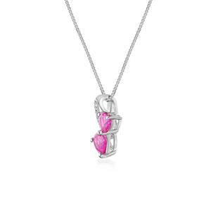 Gemminded Sterling Silver 5mm Heart Created Pink Sapphire Pendant alternate view