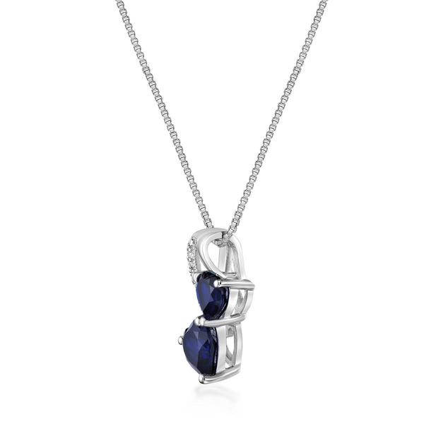 Gemminded 925 Sterling Silver 5mm Heart Created Sapphire Pendant alternate view