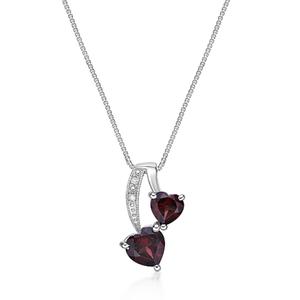 Gemminded Sterling Silver 5mm Double Heart Garnet Pendant