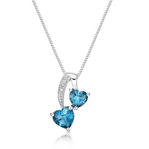 Gemminded Sterling Silver London Blue Topaz Heart Pendant