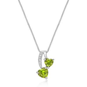 Gemminded Sterling Silver 5mm Double Heart Peridot Pendant