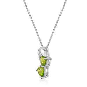 Gemminded Sterling Silver 5mm Double Heart Peridot Pendant alternate view