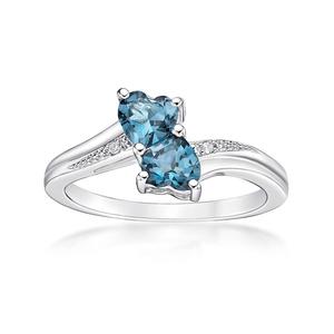 Gemminded Sterling Silver London Blue Topaz Heart Ring