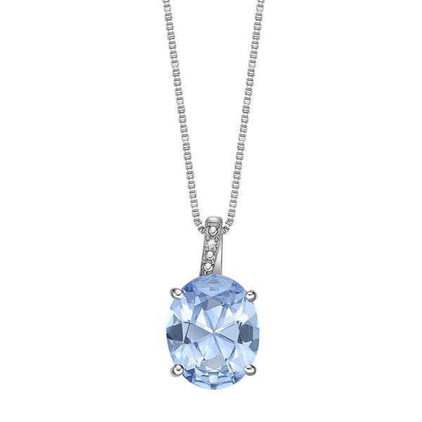 Gemminded 10x8 Oval Aquamarine & 0.005ctw. Diamond Pendant alternate view