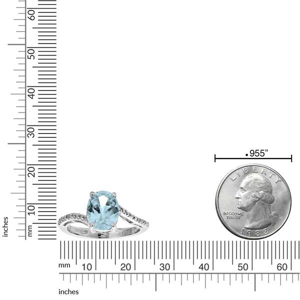 Gemminded 10x8mm Oval Created Aquamarine & 0.01ctw. Diamond Ring alternate view