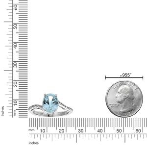 Gemminded 10x8mm Oval Created Aquamarine & 0.01ctw. Diamond Ring alternate view