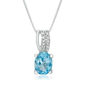 Gemminded 10kt. White Gold Oval Blue Topaz Pendant