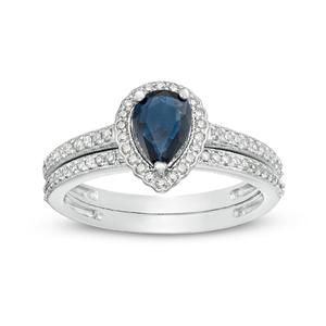 Gemminded 10kt. White Gold Pear Sapphire Ring