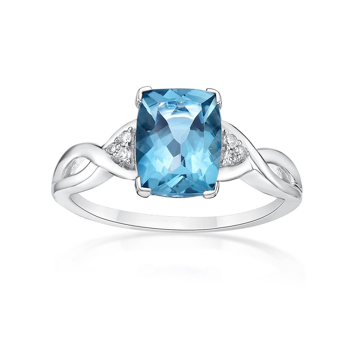 10kt. White Gold Cushion London Blue Topaz Ring